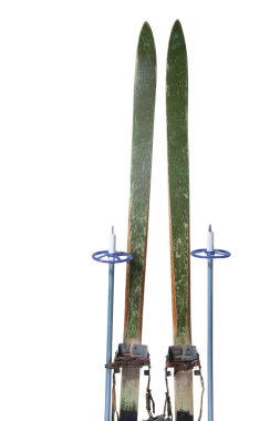 Old wooden skis clipart