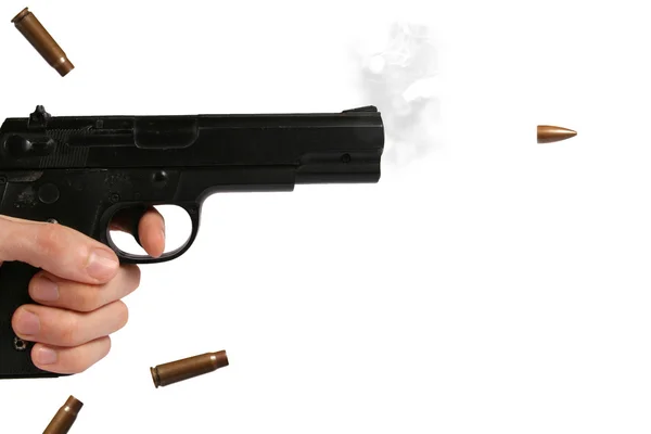 Zbraň a letící kulka — Stock fotografie