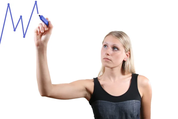 Woman drawing a graph — Stock Photo, Image