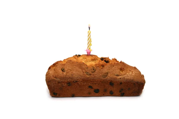 촛불 하나달린 생일 케이크 — 스톡 사진