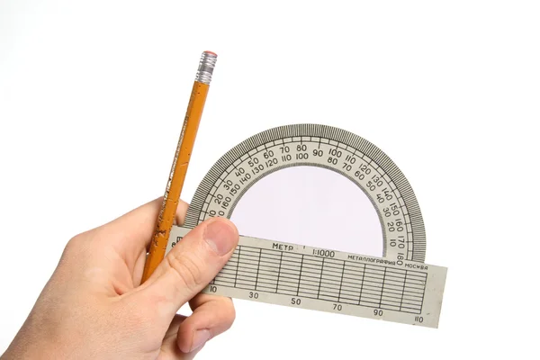 规测和铅笔 — 图库照片