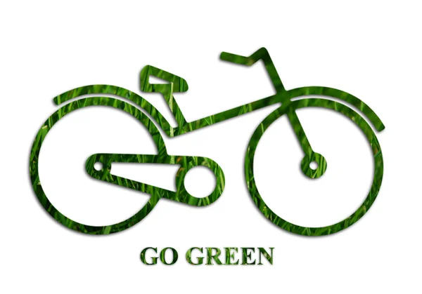 Conceito de transporte Eco: quadro de bicicleta de textura de grama — Fotografia de Stock