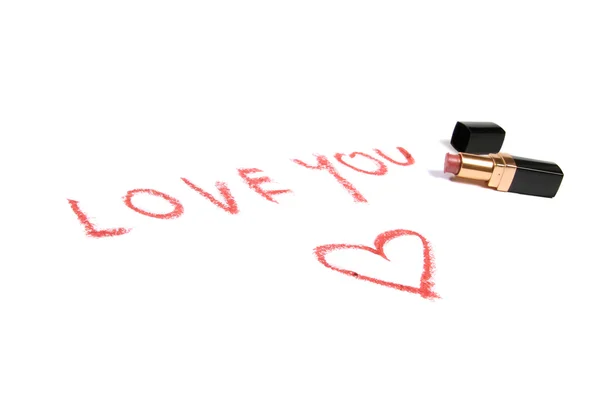Lipstick and words love you — Stock Photo, Image