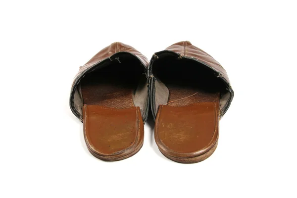 Old leather slippers — Stock Photo, Image