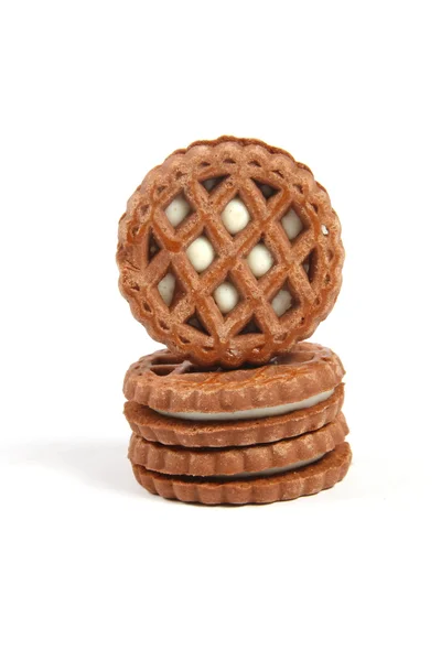Biscoitos de chocolate com enchimento de baunilha — Fotografia de Stock