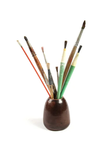 Jar of paint brushes — Stock Photo, Image