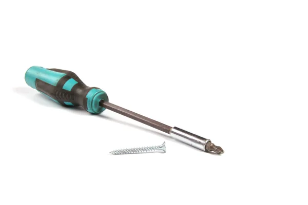 Screwdriver with one screw — Stock Photo, Image