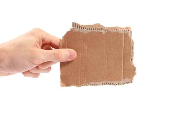 Hand hold piece of cardboard - room for your text Stock Image