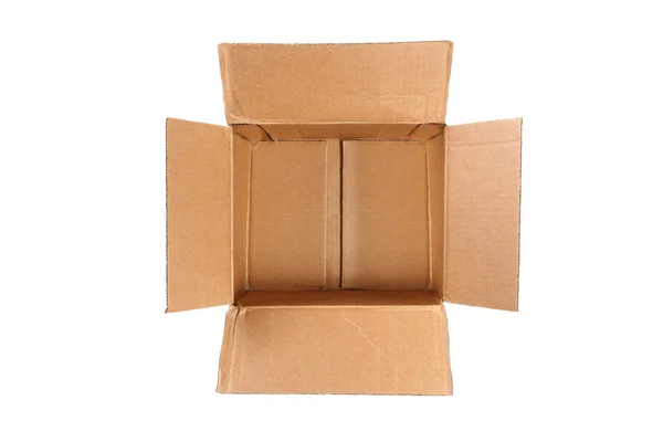 Lege kartonnen doos geïsoleerd op witte achtergrond — Stockfoto