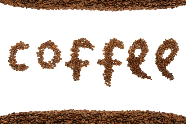 Text aus Kaffeebohnen — Stockfoto