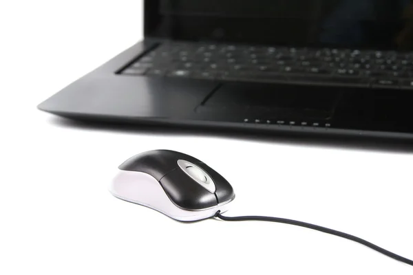 Computador mouse e laptop — Fotografia de Stock