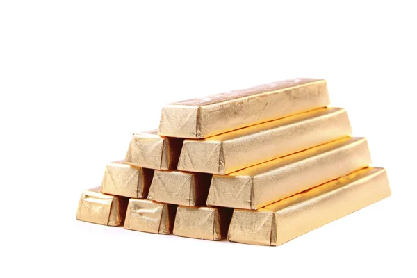 Gouden chocoladerepen — Stockfoto