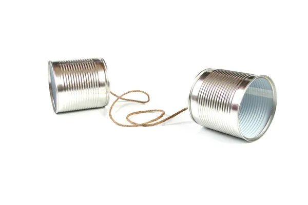 Komunikační koncept: plechovka telefon — Stock fotografie