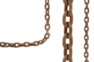 Rusty chain elements isolated on white background clipart