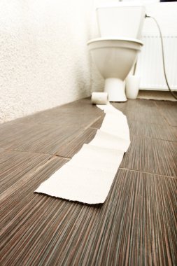 Toilet paper on bathroom floor clipart