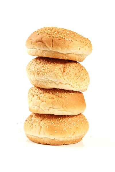 stock image Stack of buns with sesame isolated on white