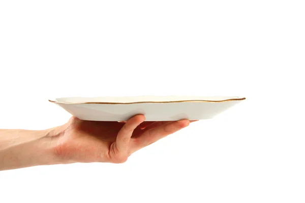 Plate on hand — Stock Photo, Image