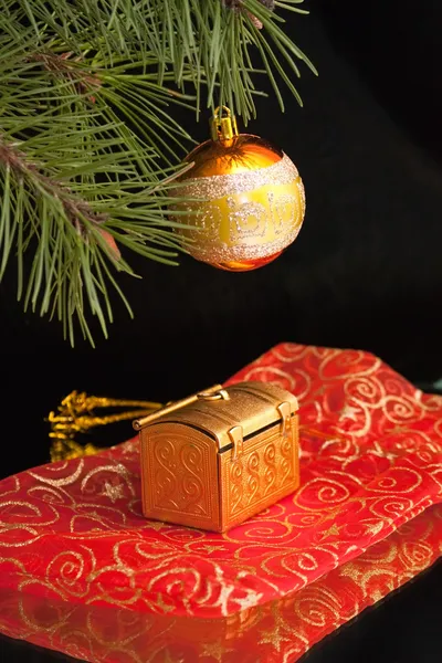 Christmas decorations on a black background — Stock Photo, Image