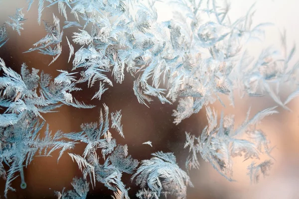 Verre congelé d'une fenêtre, froid en hiver — Photo
