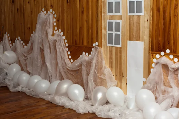 Decoração Casa Férias Com Balões Brancos Imagem De Stock
