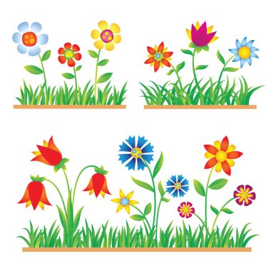 Flowers and grass clipart