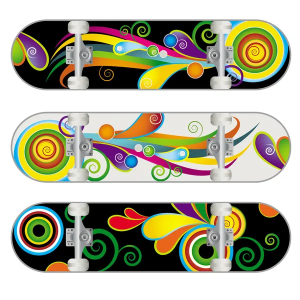 Set di tre disegni di skateboard vettoriale — Vettoriale Stock