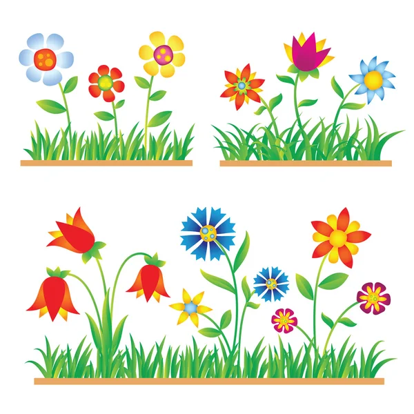 Květiny a tráva — Stockový vektor