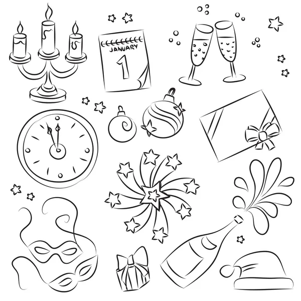 New Year sketch Set — Stock Vector