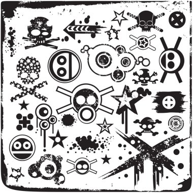 Grunge Skulls And Design Elements clipart