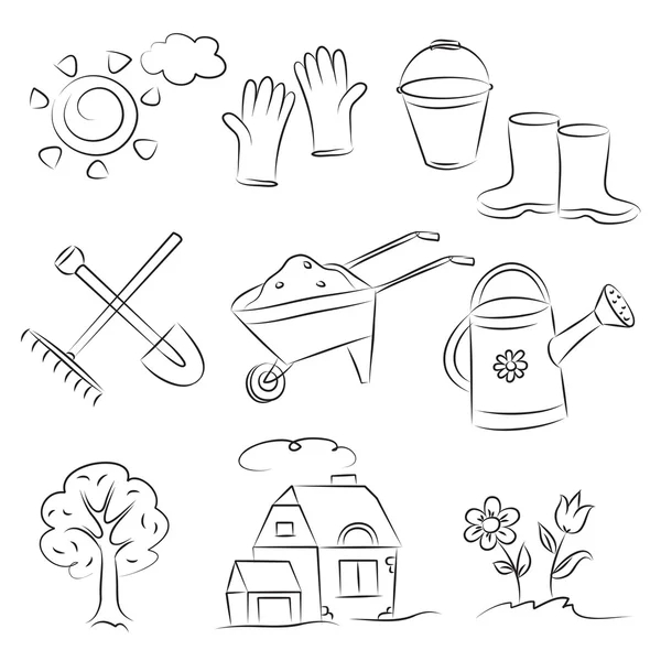 Gardening Sketch Set — Stock Vector
