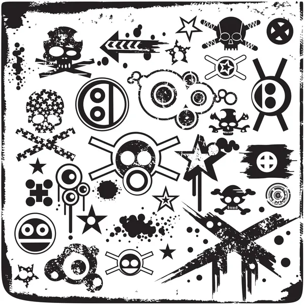 Grunge 的头骨和设计元素 — 图库矢量图片