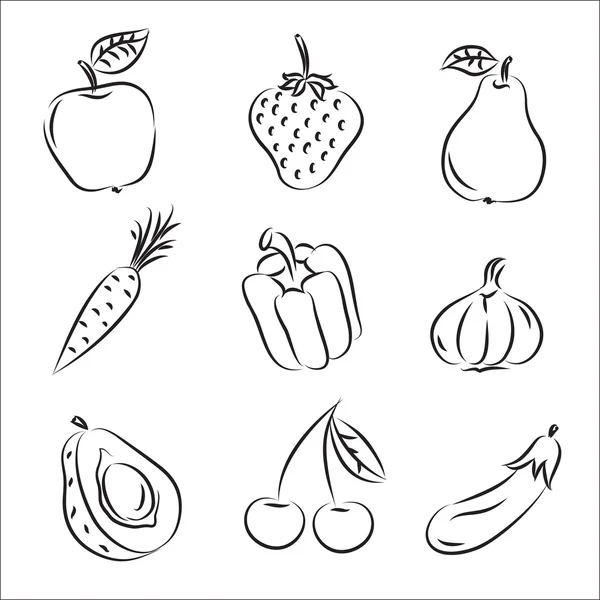 Frutos e produtos hortícolas —  Vetores de Stock