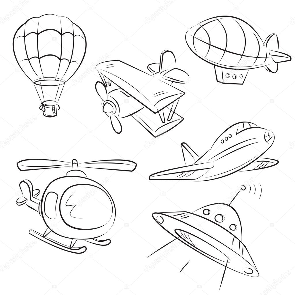 Flying air advertising media vehicles and constructions vector flat icons  set. Flaying air advertising media vehicles and | CanStock