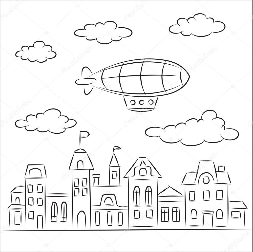 Airship over the old town