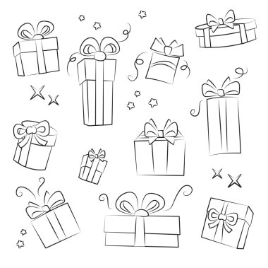 Gift Box Collection. Easy to colorize clipart