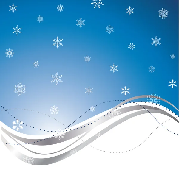 Fondo de onda azul con copos de nieve — Archivo Imágenes Vectoriales