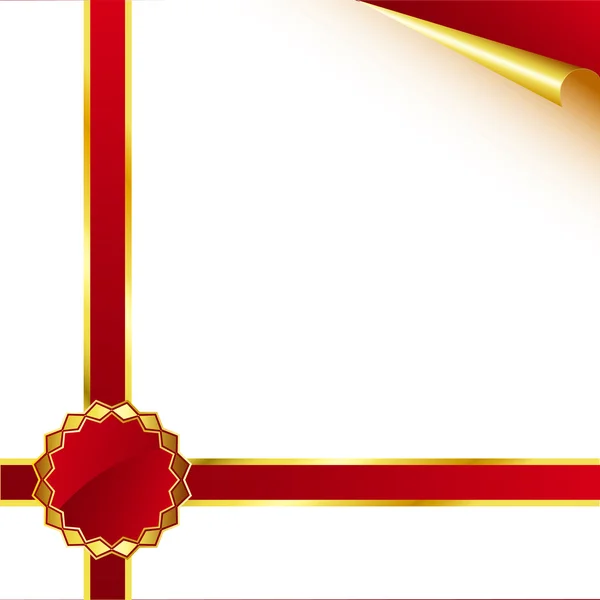 Kırmızı kurdele ile beyaz kağıt levha — Stok Vektör