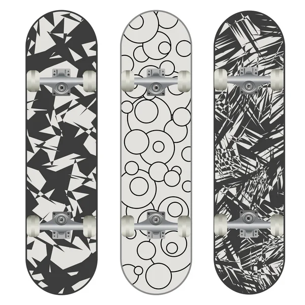 Τρεις ανυσματικές skateboard αφηρημένα σχέδια — Διανυσματικό Αρχείο