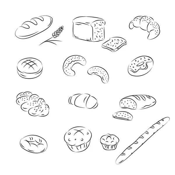 Vektorové kolekce skica pekařství — Stockový vektor
