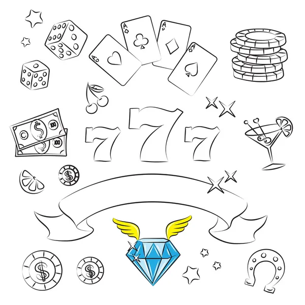 Sammlung von Casino Elementen. — Stockvektor