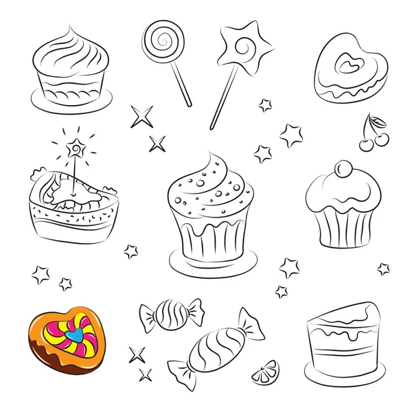 休日のお菓子とケーキ — ストックベクタ