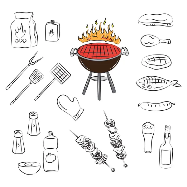 Elementi del barbecue vettoriale — Vettoriale Stock