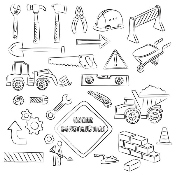 Construcciones Signos y herramientas Clip-art Set — Vector de stock