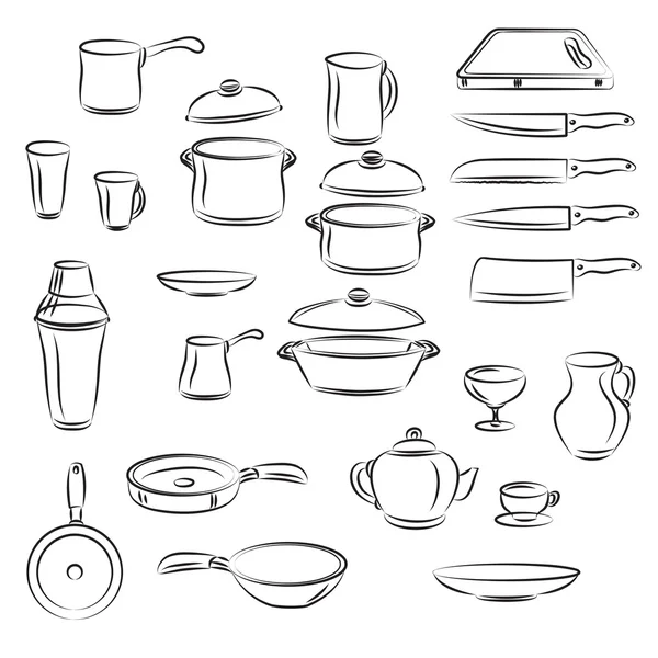 Коллекция кухонной посуды — стоковый вектор
