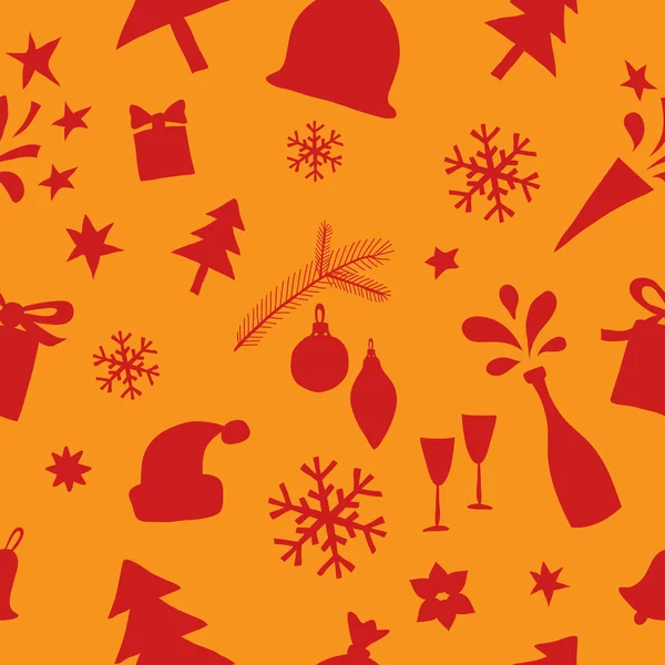 圣诞及新年元素的无缝图案 — 图库矢量图片