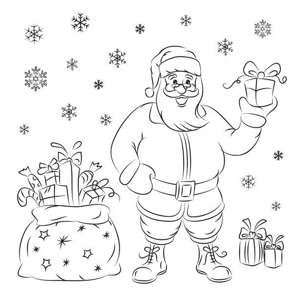 圣诞老人分发礼物在圣诞节 — 图库矢量图片