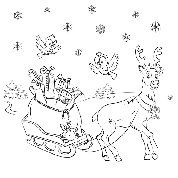 驯鹿与礼物 — 图库矢量图片