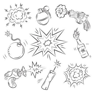 Set of Explosives and Weapon clipart