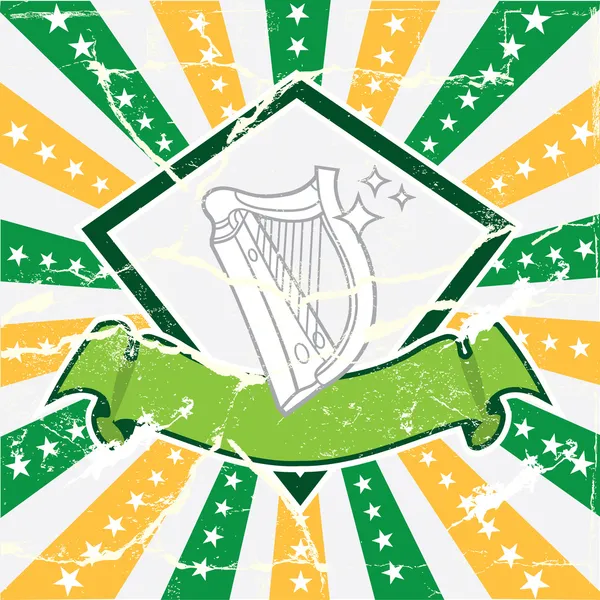 Fondo en el color de la bandera irlandesa y textura grunge — Vector de stock