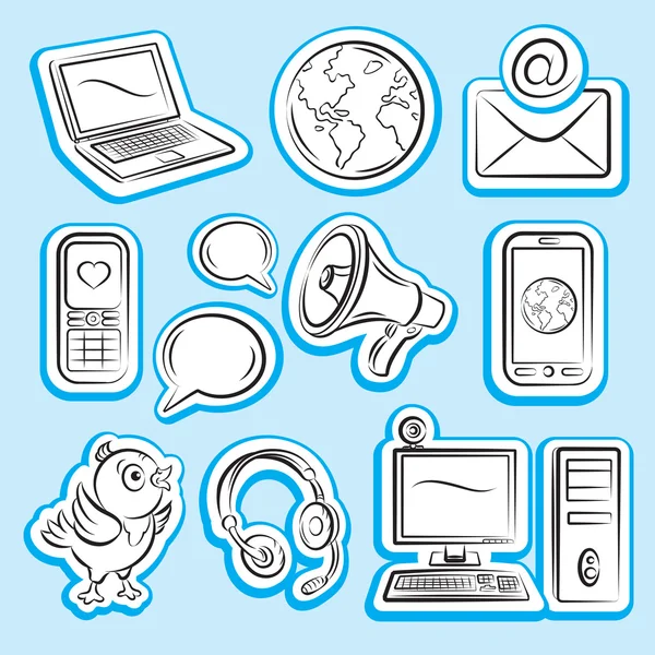 Ensemble d'icônes de communication Internet — Image vectorielle